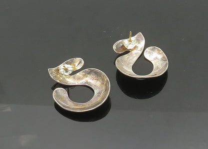 925 Sterling Silver & 14K GOLD  Vintage Dark Tone Round Drop Earrings  EG10409