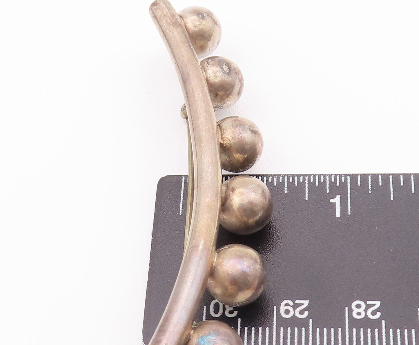 925 Sterling Silver Vintage Brooch Pin Solid Carved Beads & Stick  BP10756