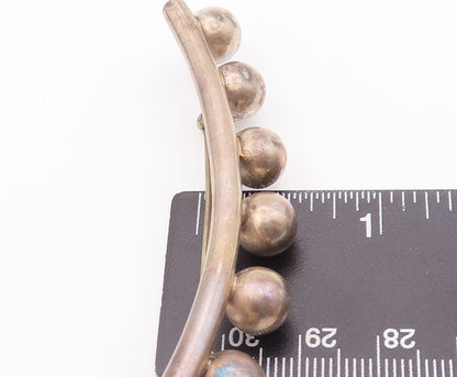 925 Sterling Silver Vintage Brooch Pin Solid Carved Beads & Stick  BP10756
