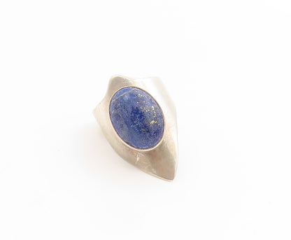 925 Sterling Silver Vintage Ring CAROL FELLEY Lapis lazuli Band  Sz 8.5  RG33969