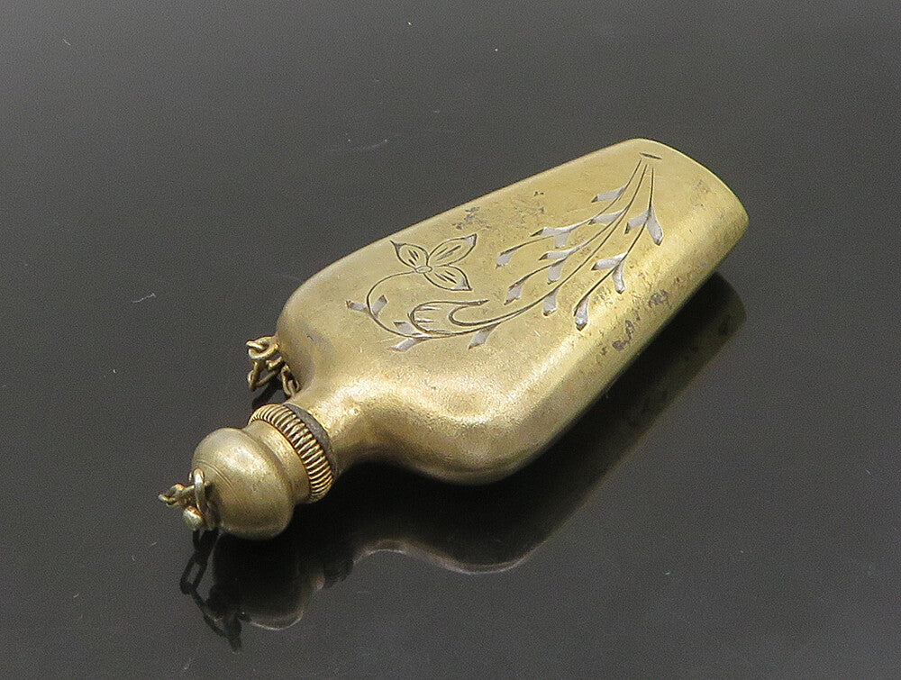 EAST EUROPEAN 925 Silver  Vintage Floral Etched Perfume Bottle (OPENS)  TR3236