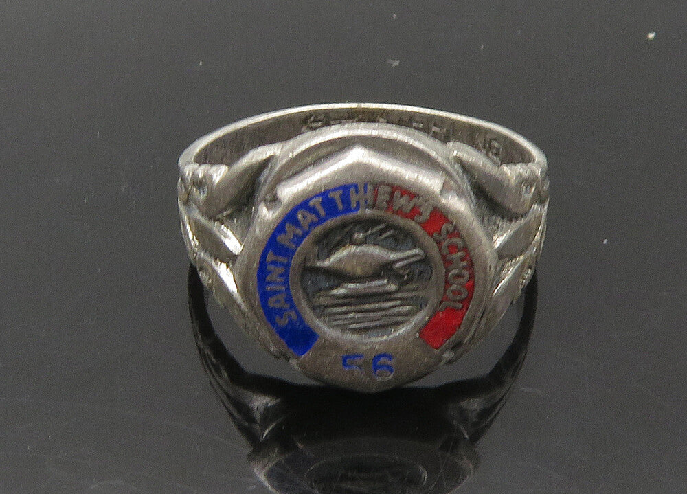 UNCAS 925 Silver  Vintage Antique Saint Matthews School Ring Sz 6  RG22556