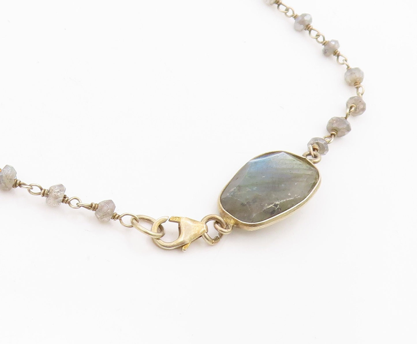925 Sterling Silver Vintage Necklace Multi Gemstone Bohemian Long Chain  NE4661