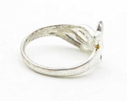 925 Sterling Silver  Vintage Shiny Dolphin Motif Band Ring Sz 6.5  RG11949