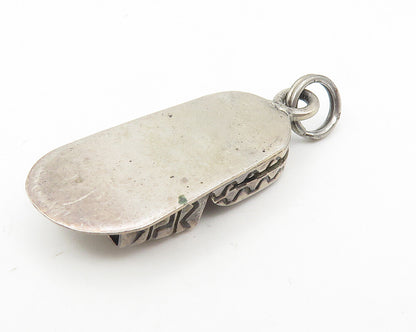 MEXICO 925 Sterling Silver  Vintage Dark Tone Traditional Shoe Pendant  PT9319