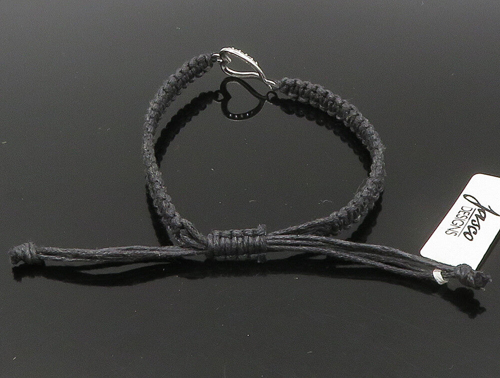 925 Silver  Cubic Zirconia Love Heart Adjustable Friendship Bracelet  BT1019