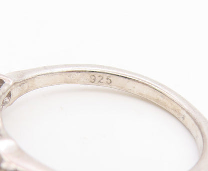 925 Sterling Silver Vintage Ring Elegant Three Stone Onyx Band  Sz 6.5  RG36160