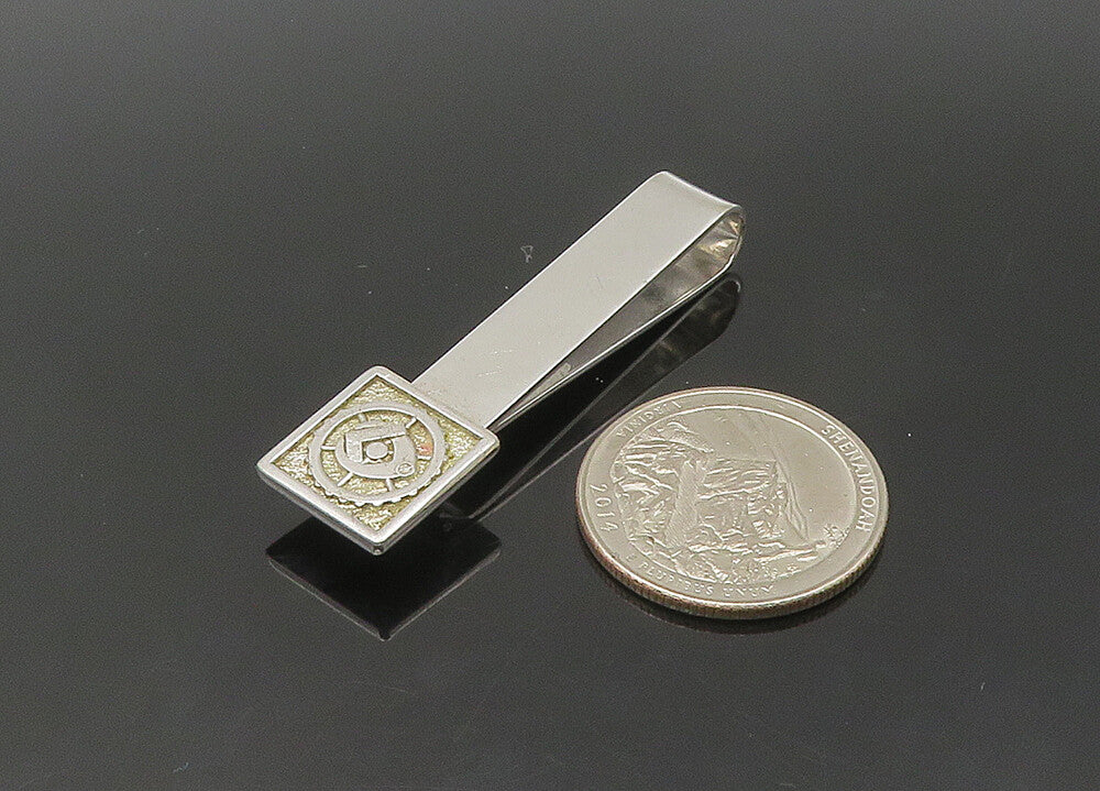 925 Sterling Silver  Vintage Shiny Smooth Masonry Tie Clip  TR2979