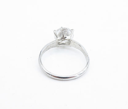 UNCAS 925 Sterling Silver  Prong Set Topaz Shiny Solitaire Ring Sz 8  RG7379
