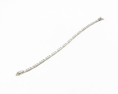 925 Sterling Silver  Vintage Sparkling Cubic Zirconia Chain Bracelet  BT7185