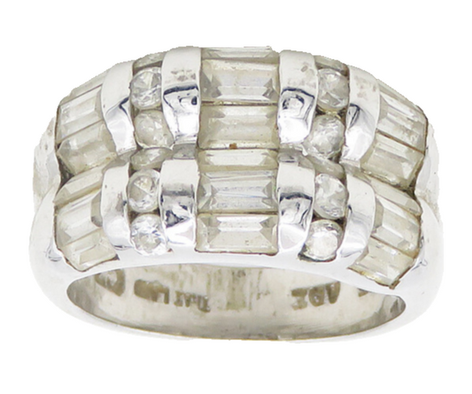 925 Sterling Silver  Vintage Multi Shape Topaz Dome Band Ring Sz 6  RG19277