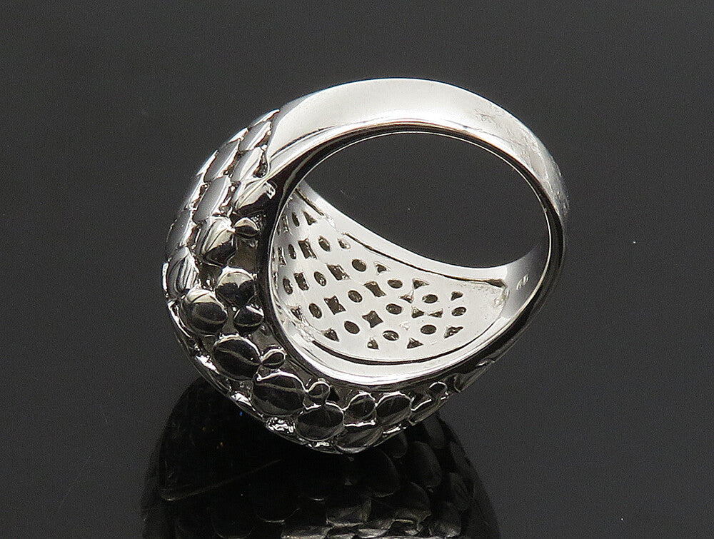 925 Sterling Silver  Vintage Cubic Zirconia Dotted Square Ring Sz 8  RG24344
