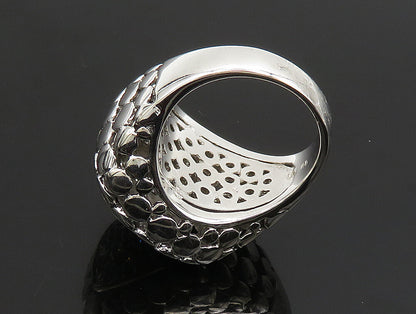 925 Sterling Silver  Vintage Cubic Zirconia Dotted Square Ring Sz 8  RG24344