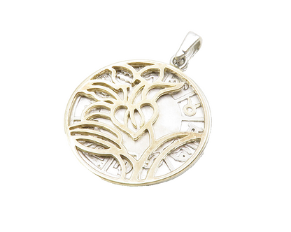 ROSS SIMON 925 Silver  Shiny Round Floral Outline Zodiac Pendant  PT10592
