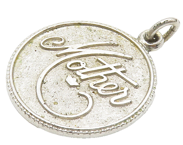 925 Sterling Silver  Vintage Shiny Raised Mother Round Pendant  PT12400