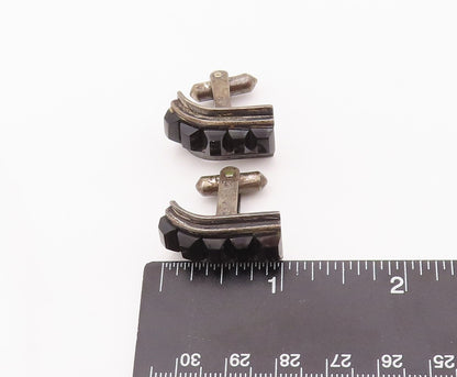 925 Sterling Silver Vintage Cuff Links MAXICO Rectangle Cut Onyx Band  TR3723