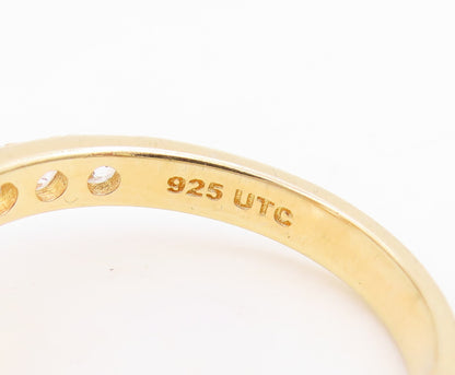 925 Sterling Silver Vintage Ring Gold Plated Elegant CZ Band  Sz 7  RG35015