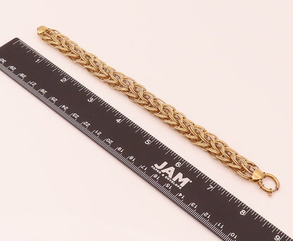 925 Sterling Silver  Vintage Gold Plated Braided Threads Bracelet  BT9801