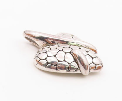 925 Sterling Silver  Shiny Hollow Cobble Pattern Love Heart Pendant  PT14138
