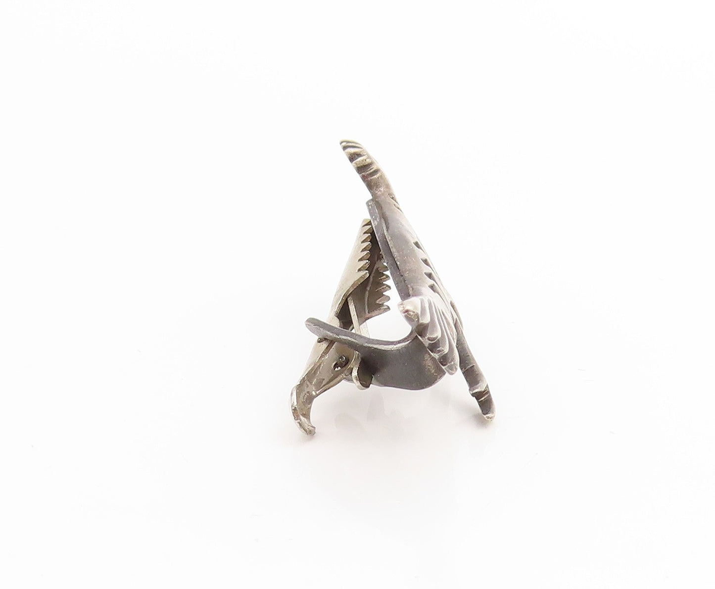 925 Sterling Silver Vintage Tie Clip NAVAJO Etched Roadrunner Bird Design TR4032