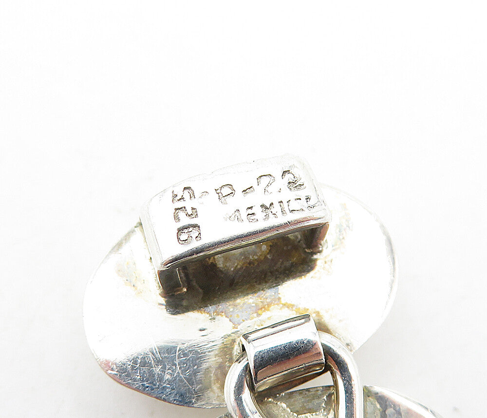 MEXICO 925 Sterling Silver  Vintage Shiny Hollow Oval Chain Bracelet  BT2014