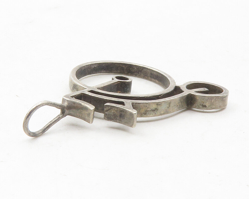 925 Sterling Silver  Vintage Dark Tone Old Fashioned Bicycle Pendant  PT9633