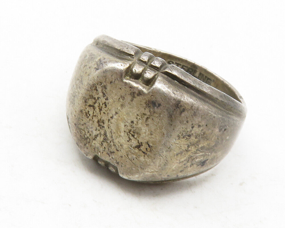HAND & HAMMER 925 Silver  Vintage Dark Tone Smooth Dome Band Ring Sz 8 RG12196