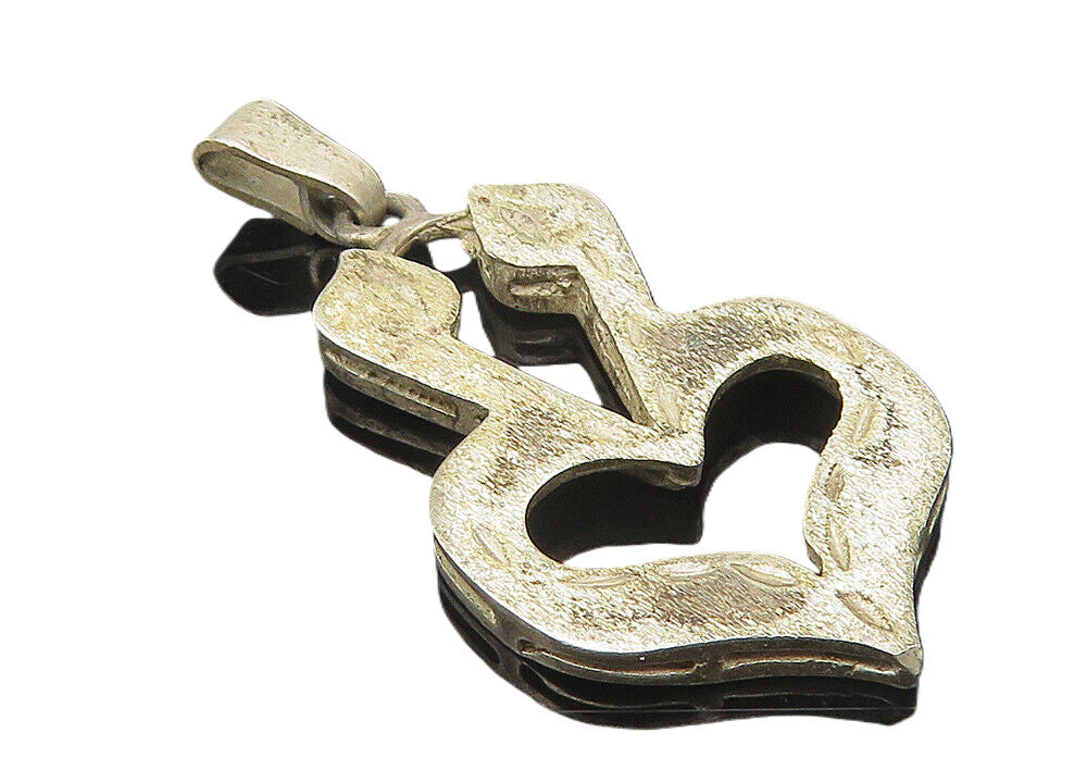 925 Sterling Silver  Vintage Dark Tone Textured Love Heart Pendant  PT8877