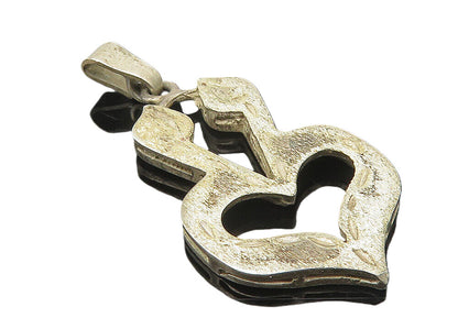 925 Sterling Silver  Vintage Dark Tone Textured Love Heart Pendant  PT8877