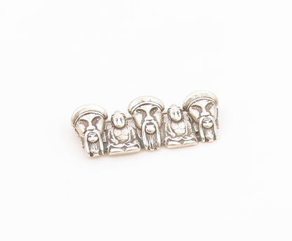 STAMAS 925 Sterling Silver  Vintage Shiny Sitting Buddha Brooch Pin  BP8165