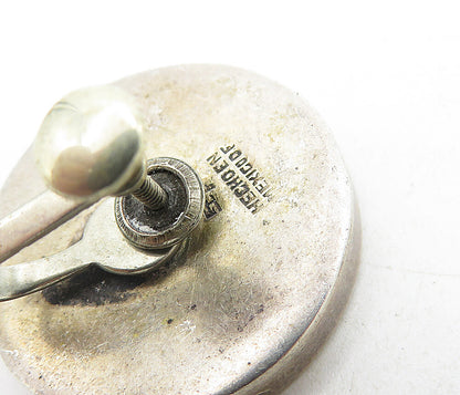 MEXICO 925 Sterling Silver  Vintage Round Non Pierce Screw Earrings  EG4474