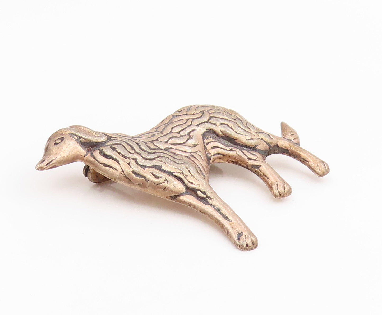 925 Sterling Silver Vintage Brooch Pin Textured Borzoi Dog Figurine  BP12164
