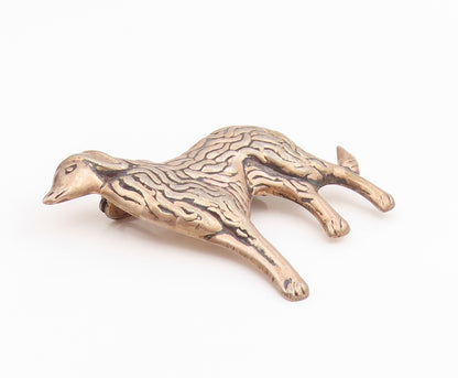 925 Sterling Silver Vintage Brooch Pin Textured Borzoi Dog Figurine  BP12164