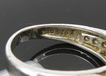925 Sterling Silver  Vintage Shiny Cubic Zirconia Band Ring Sz 7.5  RG21790