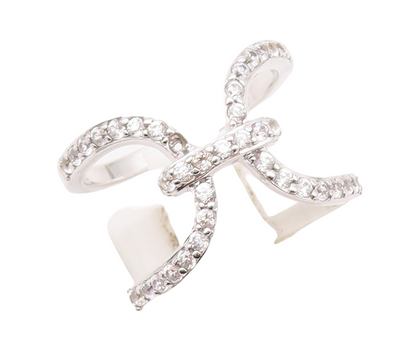 925 Sterling Silver Vintage Ring Designer Cutout CZ Inlay  Sz 7.5  RG29900