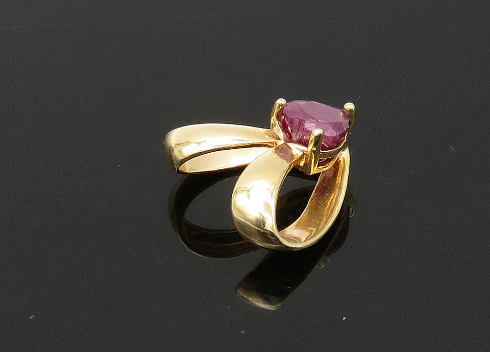 925 Sterling Silver  Vintage Prong Set Ruby Gold Plated Heart Pendant  PT17924