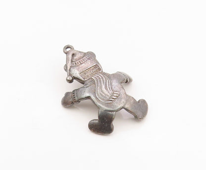 GORHAM 925 Silver  Vintage Bundled Teddy Bear With Open Arms Pendant  PT21021