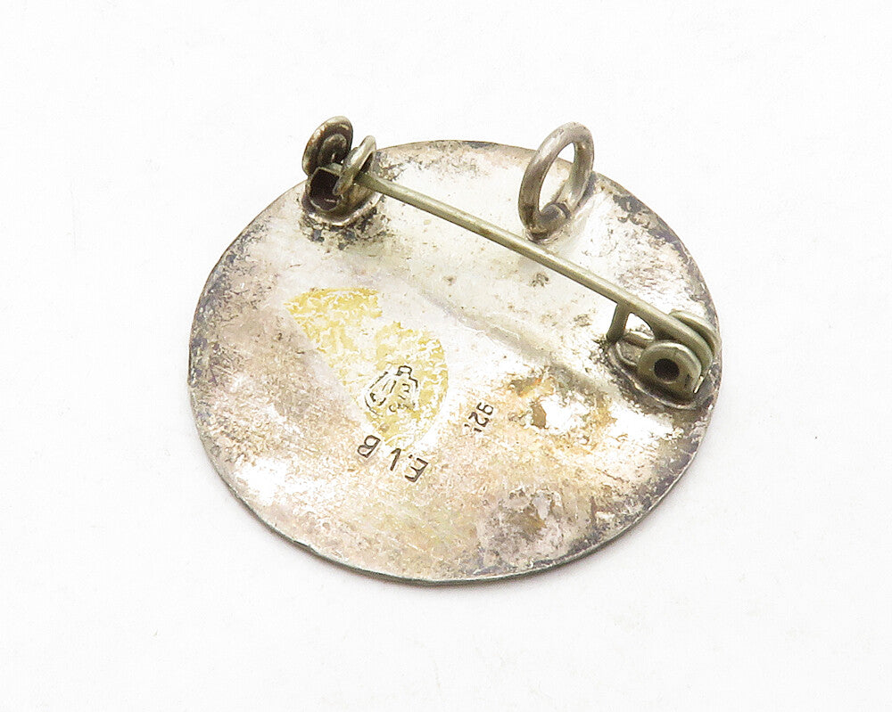 MEXICO 925 Sterling Silver  Vintage Oxidized Warrior Head Brooch Pin  BP5011