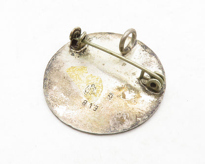 MEXICO 925 Sterling Silver  Vintage Oxidized Warrior Head Brooch Pin  BP5011