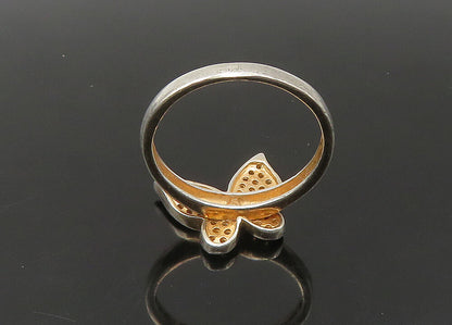 925 Sterling Silver  Vintage Shiny Topaz Butterfly Band Ring Sz 8  RG22519