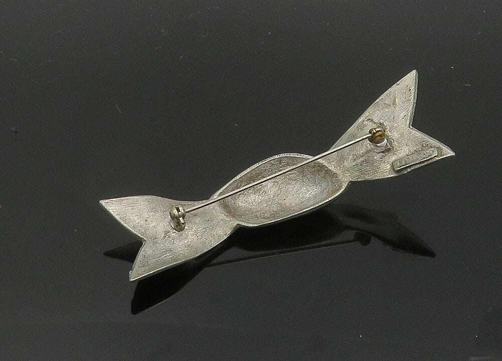 RJ GRAZIANO 925 Sterling Silver  Vintage Bow Tied Ribbon Brooch Pin  BP7970