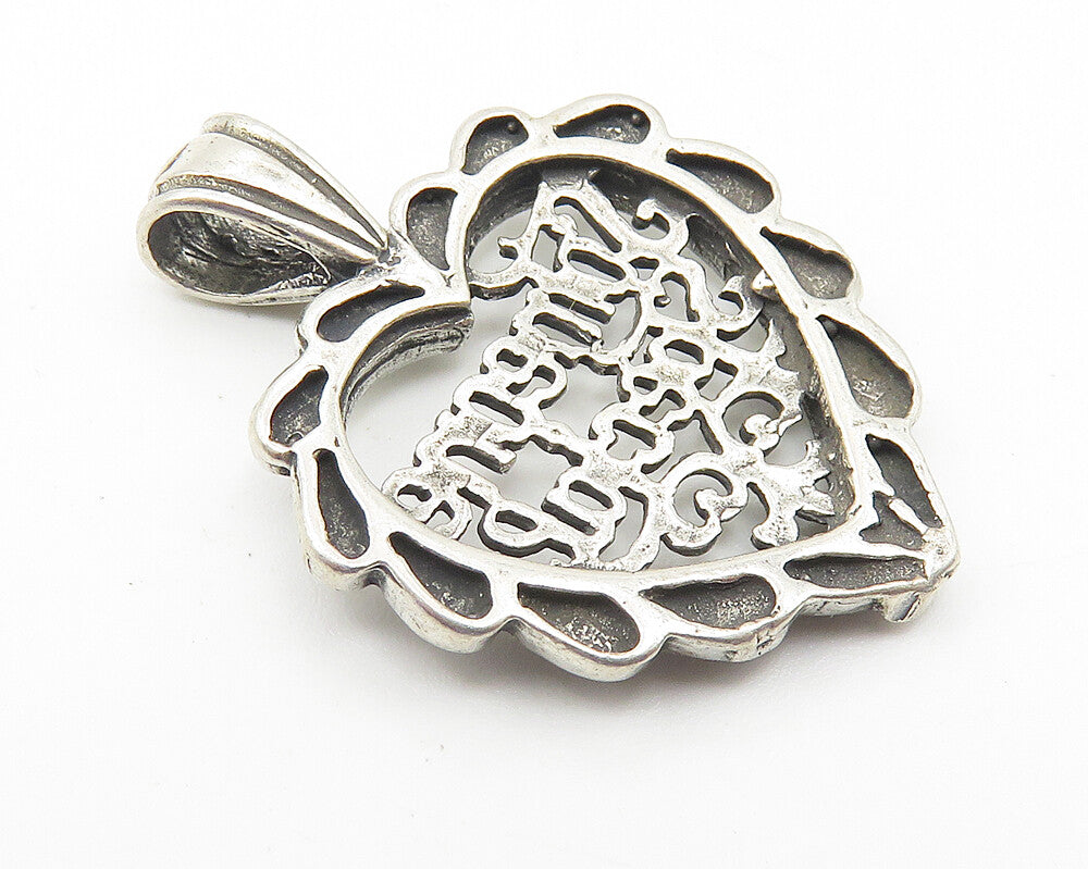925 Sterling Silver  Vintage Someone Special Open Love Heart Pendant  PT8487