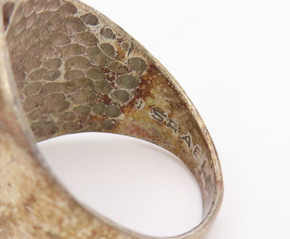 925 Sterling Silver Vintage Ring ISRAEL Modernist Wavy Wide Band  Sz 7  RG35400