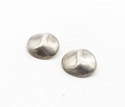 MEXICO 925 Sterling Silver  Vintage Dark Tone Dome Non Pierce Earrings  EG4852