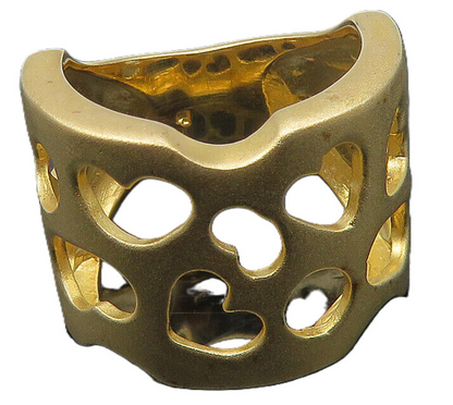 925 Sterling Silver   Shiny Gold Plated Love Hearts Band Ring Sz 6  RG11640