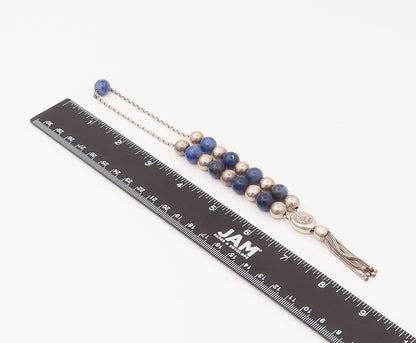 ATHOC 925 Sterling Silver  Vintage Greek Blue Gemstone Beaded Bracelet  TR3505