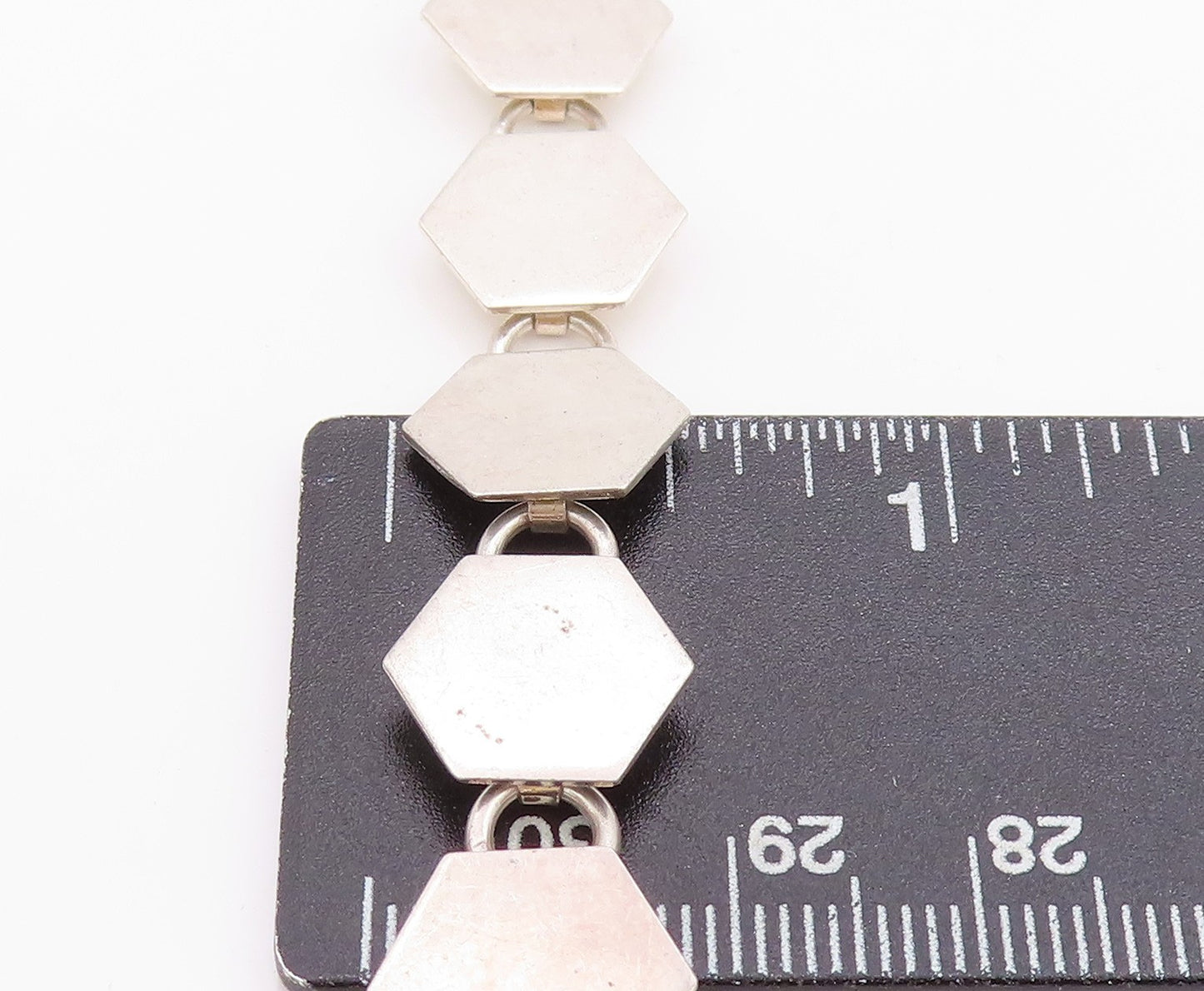 925 Sterling Silver Vintage Bracelet Minimalist Honeycomb Design Cutout  BT11308