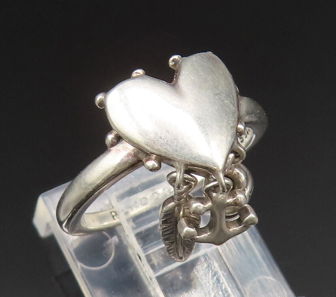 PANDORA 925 Silver  Vintage Spiritual Symbols Charm Ring Sz 4.5  RG25591