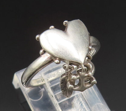 PANDORA 925 Silver  Vintage Spiritual Symbols Charm Ring Sz 4.5  RG25591