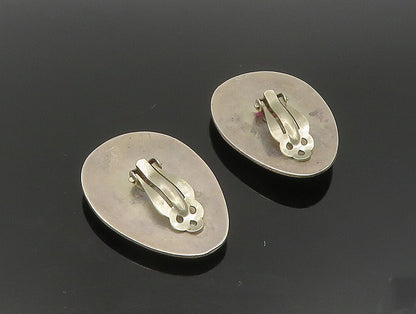 NAVAJO 925 Sterling Silver  Vintage Etched Design Non Pierce Earrings  EG11622